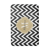 Zwart en Gouden Chevron Monogram Badmat (Voorkant Verticaal)