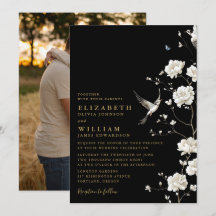 Zwart en gouden chinoiserie bloemige trouwfoto