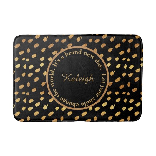 Zwart en gouden confetti inspirerende badmat (Voorkant)