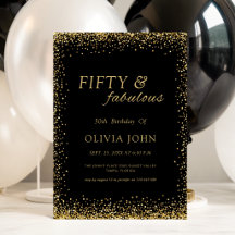 Zwart en Gouden Confetti Vijftig en Fabulous Verja
