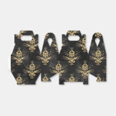Zwart en gouden Damaspatroon Bedankdoosjes (Uitgevouwen)