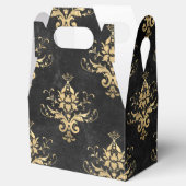 Zwart en gouden Damaspatroon Bedankdoosjes (Geopend)