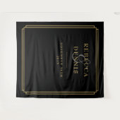 Zwart en gouden deco huwelijksfotocabine achtergro wandkleed (Voorkant (horizontaal))