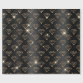 Zwart En Gouden Diamant Elegante Trouw Verlovingsr Cadeaupapier (Vlak)
