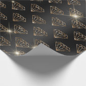 Zwart En Gouden Diamant Elegante Trouw Verlovingsr Cadeaupapier (Hoek)