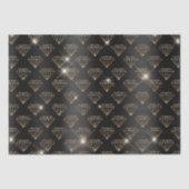 Zwart en gouden diamant Elegante trouw verlovingsr Tissuepapier (Voorkant)