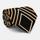 Zwart en gouden diamantpatroon stropdas (Opgerold)