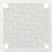 Zwart en gouden elegant patroon glazen onderzetter (Achterkant)