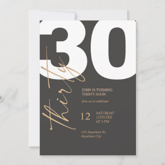 Zwart en gouden elegante 30e verjaardag kaart