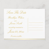 Zwart en gouden elegante 'Save The Date'-postkaart Aankondigingskaart (Achterkant)