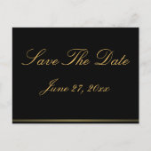 Zwart en gouden elegante 'Save The Date'-postkaart Aankondigingskaart (Voorkant)