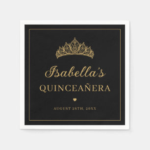 Zwart en gouden elegante tiara Quinceañera Servet