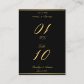 Zwart en gouden elegante trouwtafel nummertjes plaatskaartje (Voorkant)