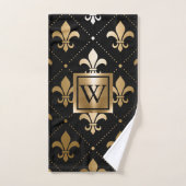 Zwart en Gouden Fleur-de-lis Bad Handdoek (Handdoek)