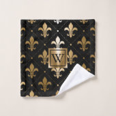 Zwart en Gouden Fleur-de-lis Bad Handdoek (Wasdoekje)