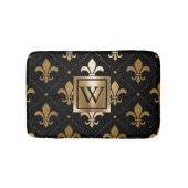Zwart en Gouden Fleur-de-lis Badmat (Voorkant)