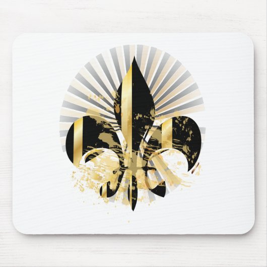 Zwart en gouden Fleur de Lis Muismat (Voorkant)