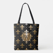 Zwart en Gouden Fleur-de-lis Tote Bag (Achterkant)