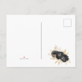  zwart en gouden Floral bruiloft Bewaar de datum Aankondigingskaart (Achterkant)