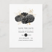 zwart en gouden Floral bruiloft Bewaar de datum Aankondigingskaart (Voorkant)