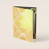 Zwart en Gouden Folie Art Deco Bruiloft Uitnodigin Folie Kaarten (Voorkant)