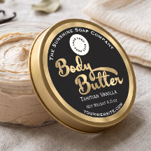 Zwart en gouden folie body butter label met logo