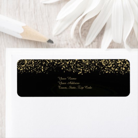 Zwart en Gouden Folie Bruiloft Stationery Etiket (Insitu)