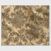 Zwart en Gouden Folie Damast Cadeaupapier (Vlak)