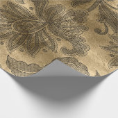 Zwart en Gouden Folie Damast Cadeaupapier (Hoek)