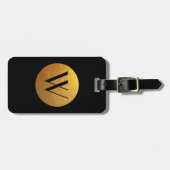 Zwart en gouden folie-effect cirkelmonogram bagagelabel (Voorkant horizontaal)