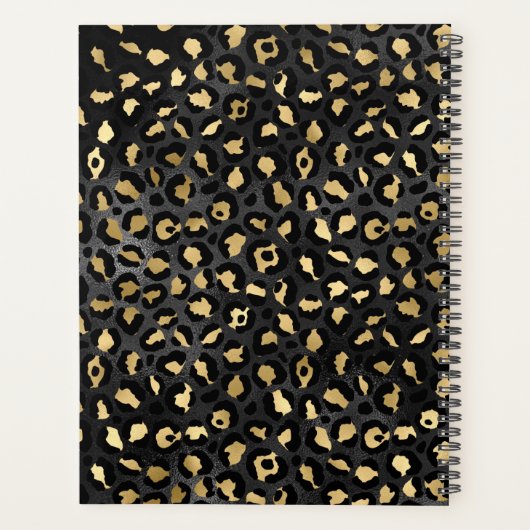 Zwart en Gouden Folie Luipaard Brush Stroke Planner (Achterkant)