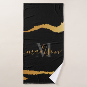 Zwart en gouden Folie Monogram Badhanddoek