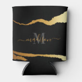 Zwart en gouden Folie Monogram Blikjeskoeler (Voorkant)