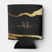 Zwart en gouden Folie Monogram Blikjeskoeler (Achterkant)
