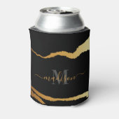 Zwart en gouden Folie Monogram Blikjeskoeler (Blikje Achterkant)