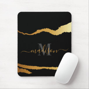 Zwart en gouden Folie Monogram Muismat