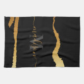 Zwart en gouden Folie Monogram Theedoek (Horizontaal)