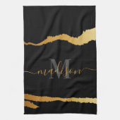 Zwart en gouden Folie Monogram Theedoek (Verticaal)