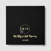 Zwart en Gouden Folie Monogram Trouwboek Gastenboek (Achterkant)