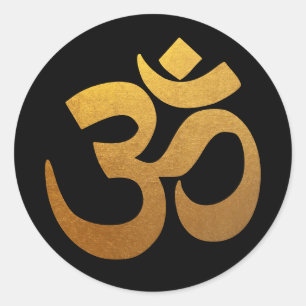 Zwart en Gouden Folie Om Symbool Ronde Sticker