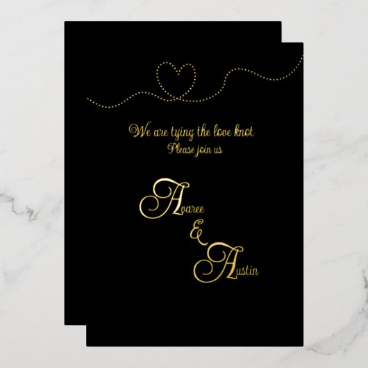 Zwart en gouden folie uitnodiging (Voorkant / Achterkant)