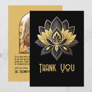 Zwart en Gouden Gatsby Stijl Art Deco Bruiloft Bedankkaart