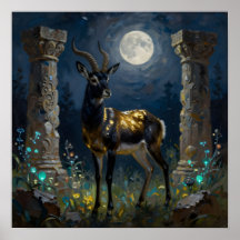 Zwart en Gouden Gazelle | Wilde-Illustratie