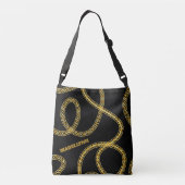 Zwart en gouden gedraaide touw aangepast modern  crossbody tas (Achterkant)