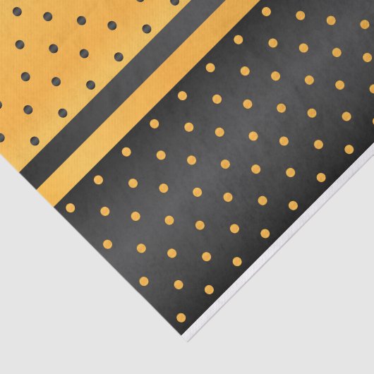 Zwart en gouden gele pokadots tissuepapier (Detail)