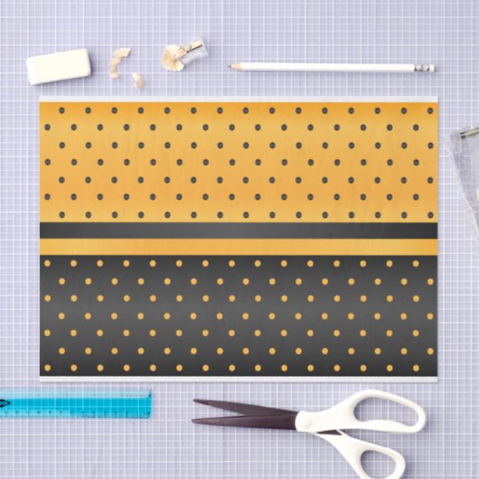 Zwart en gouden gele pokadots tissuepapier (Craft)