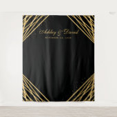 Zwart En Gouden Geometrisch Abstract Foto Achtergr Wandkleed (Voorkant)