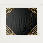 Zwart En Gouden Geometrisch Abstract Fotobehang Wandkleed (Voorkant (horizontaal))