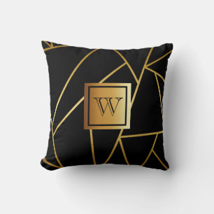 Zwart en gouden geometrisch kussen
