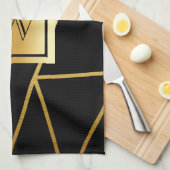 Zwart en gouden geometrisch theedoek (Quarter Fold)